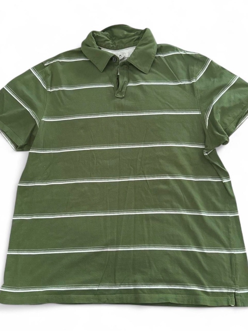 Men's Green Striped Polo Shirt XL 100